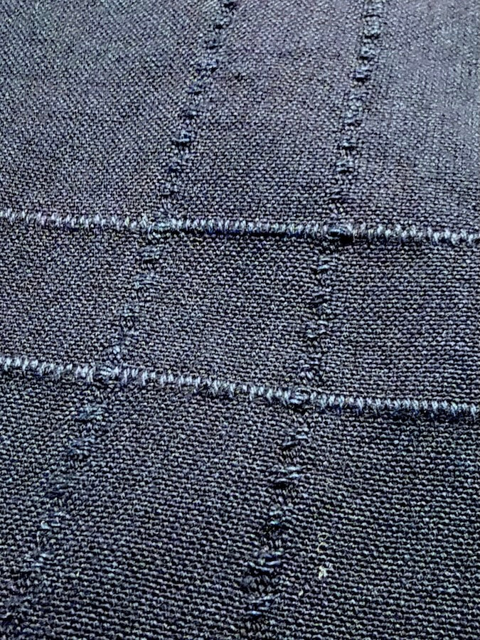 SOS26-ARS - Indigo Sashiko Lattice Open Collar Shirt