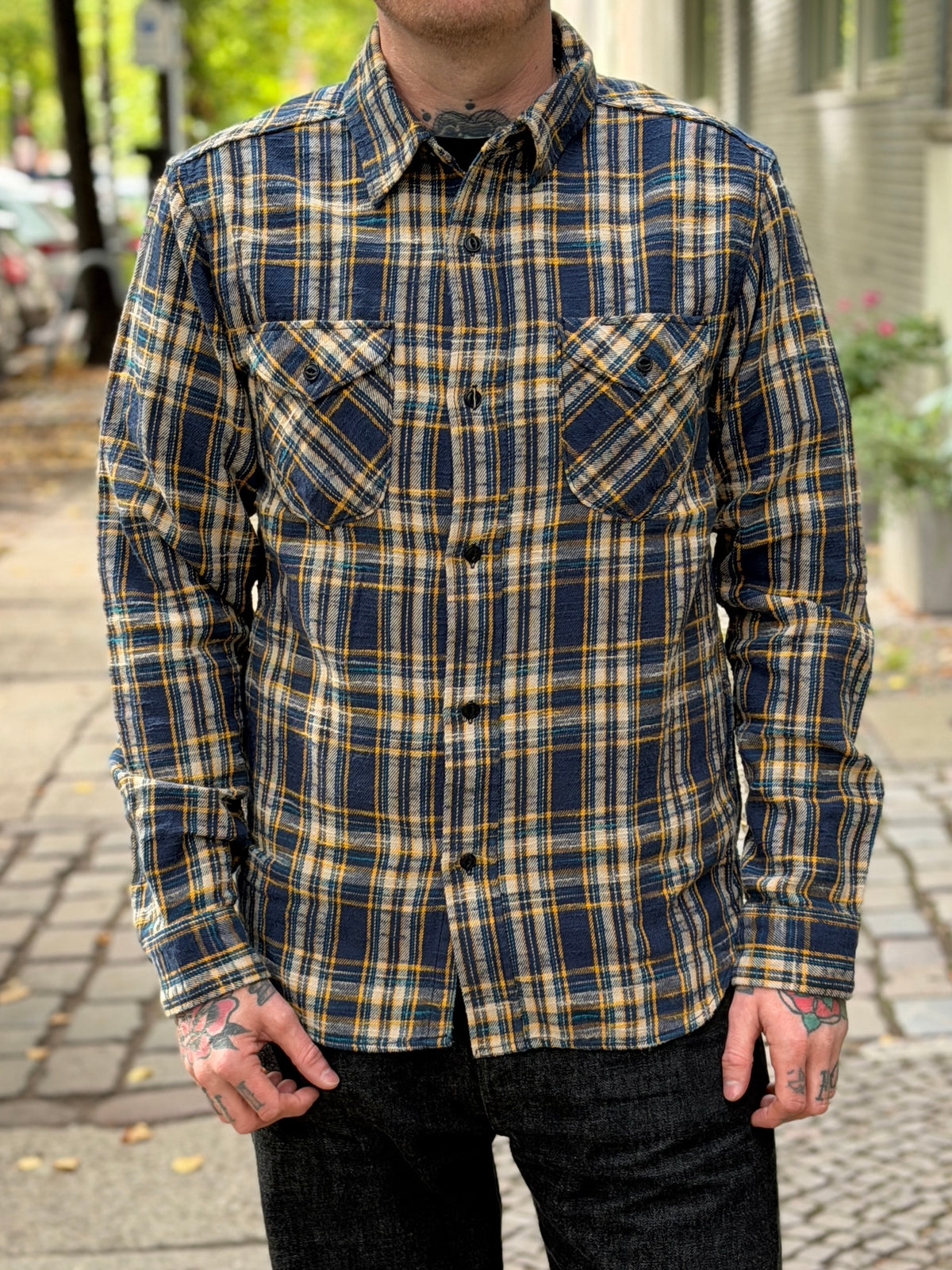 14.5oz Heavy Flannel Shirt - Slubby - 502655 - Navy