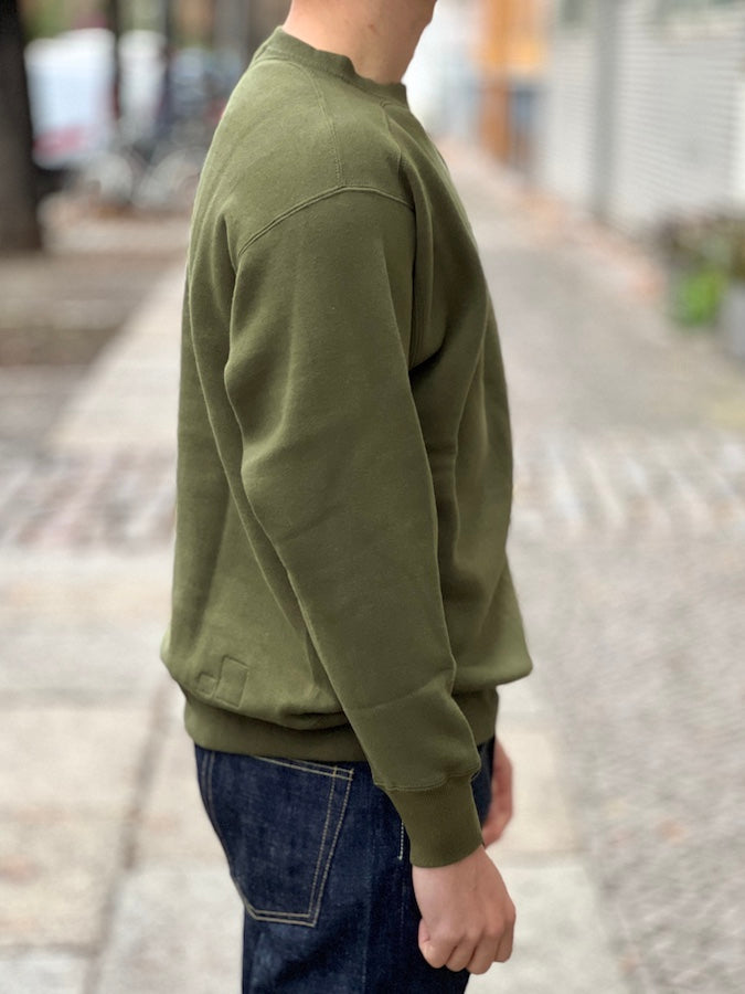 Loopwheeled Sweatshirt - FOOTBALL SHIRT - Olive Drab