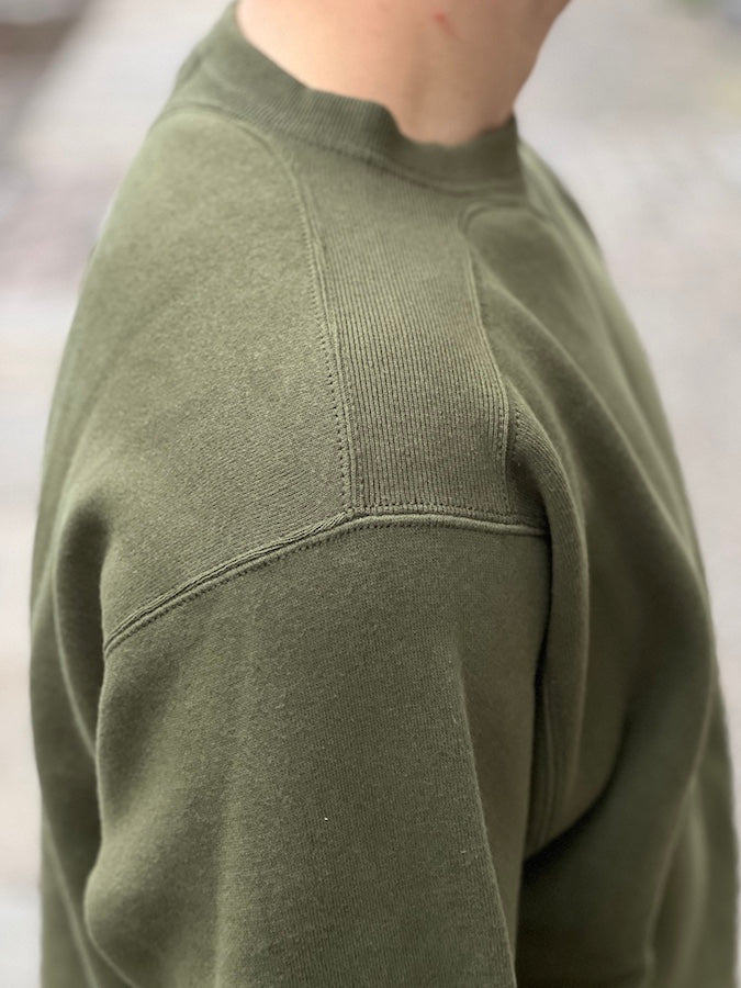 Loopwheeled Sweatshirt - FOOTBALL SHIRT - Olive Drab