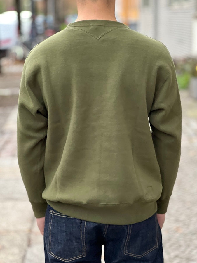 Loopwheeled Sweatshirt - FOOTBALL SHIRT - Olive Drab