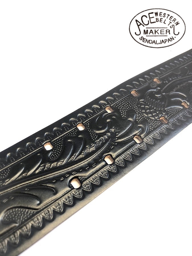 ACE WESTERN BELTS ★ Style No.180H with 50's Jewels ★ Handmade Vintage Reproduction Studded Jeweled Cowboy Western Belt - Black