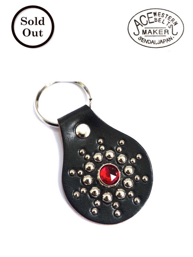 ACE WESTERN BELTS ★ Style No.NS100 ★ Handmade Vintage Studded Jeweled Key Fob - Ruby