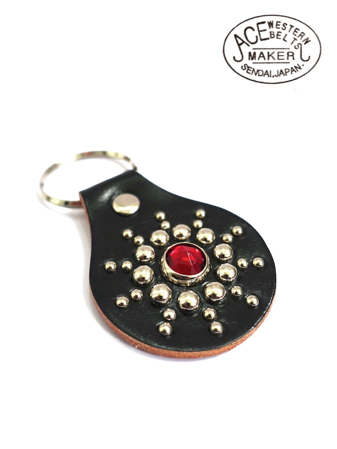 ACE WESTERN BELTS ★ Style No.NS100 ★ Handmade Vintage Studded Jeweled Key Fob - Ruby