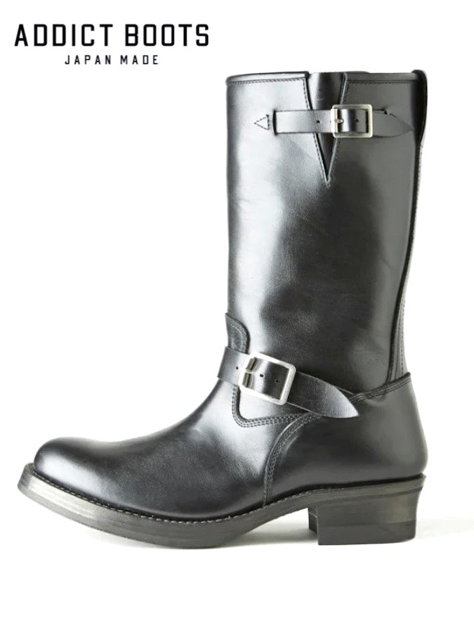 ADDICT BOOTS - AB-01H-ST HORSEHIDE ENGINEER BOOTS STANDARD - BLACK