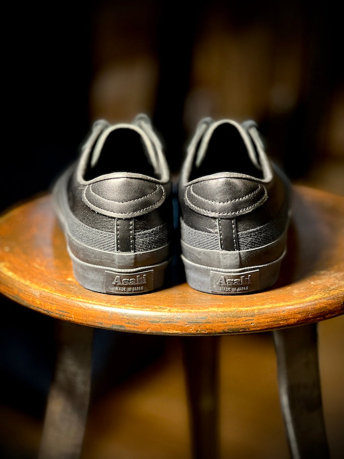 asahi belted low leather 黒 革 スニーカー 26.5