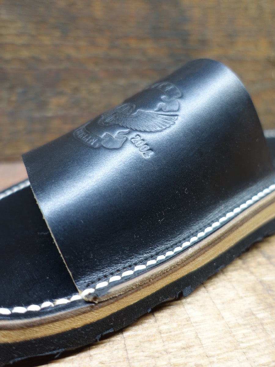 DC4 x ZERROWS - SLIDE SANDALS - Black Teacore HORWEEN CHROMEXCEL Leather