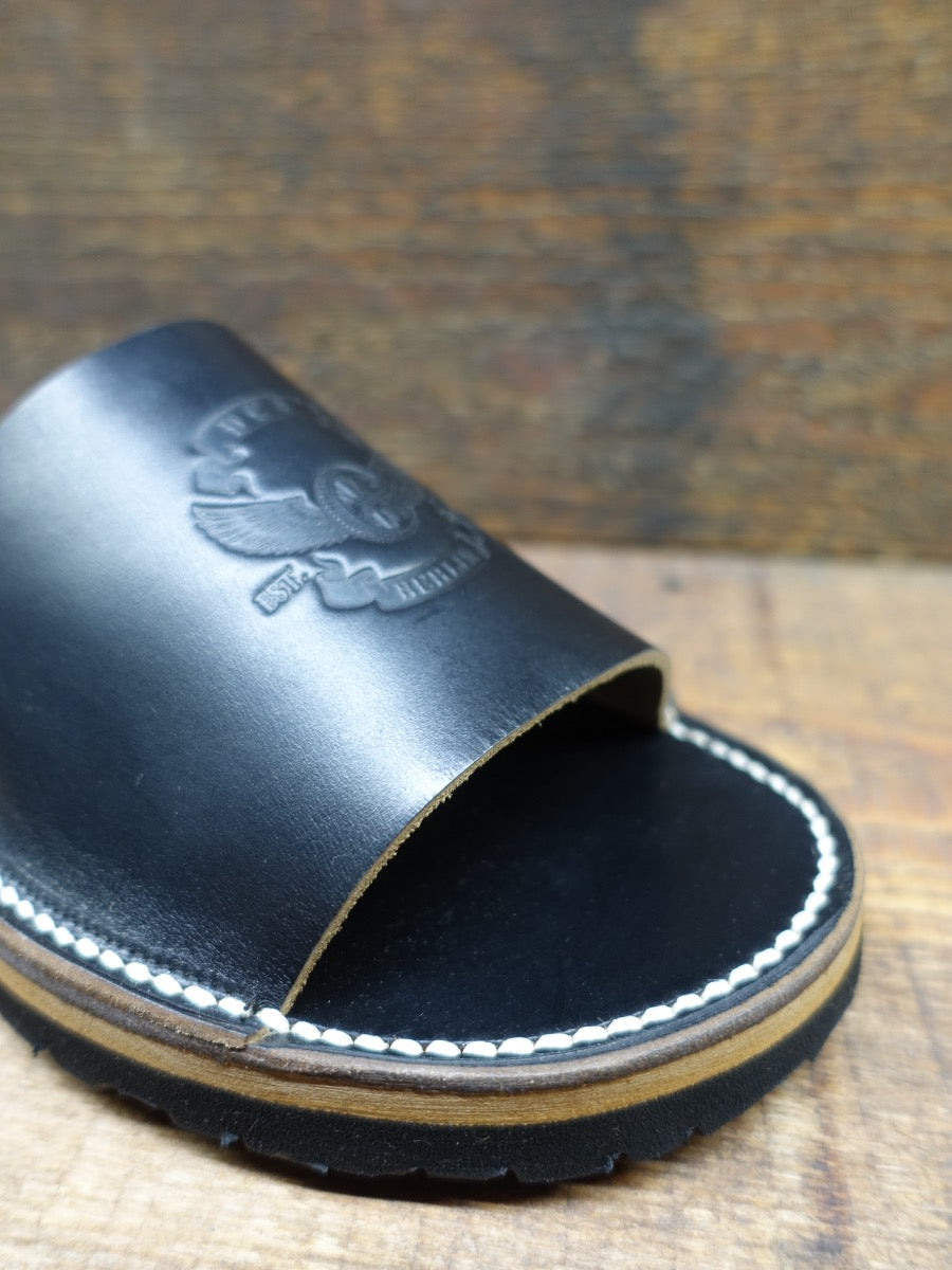 DC4 x ZERROWS - SLIDE SANDALS - Black Teacore HORWEEN CHROMEXCEL Leather