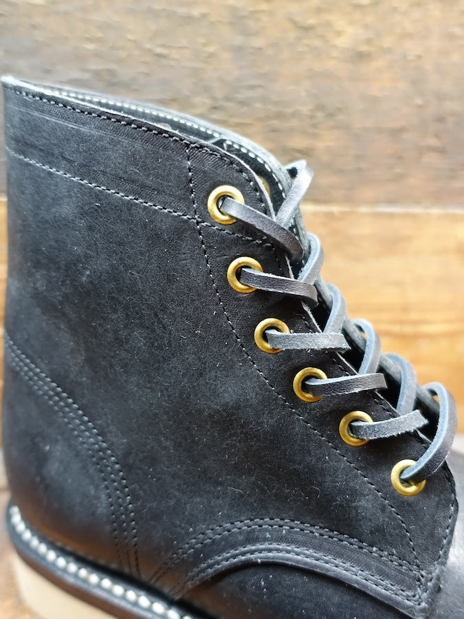 BONEAKERS LINE - SW6 Boots - Black OILED SCRATCH Leather - 6 inch Heig