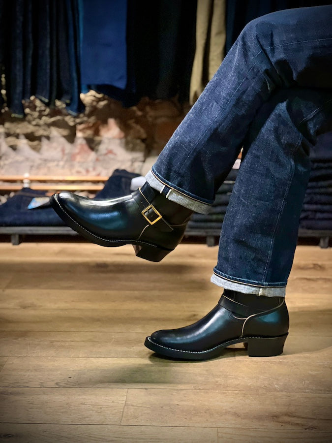 DC4 x ZERROWS x DR.SOLE originals - CUSTOM - TYPE ONE Engineer Boots - Black Premium HORSEBUTT Leather