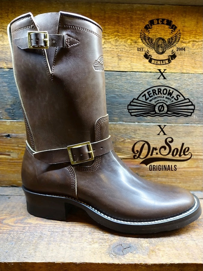 DC4 x ZERROWS x DR.SOLE originals - CUSTOM - TYPE ONE Engineer Boots - Brown Premium HORSEBUTT Leather