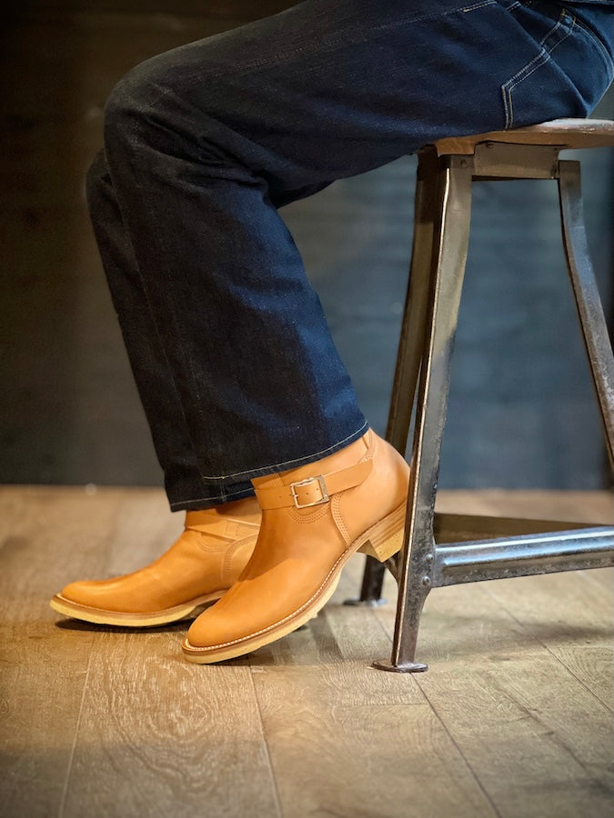 DC4 x ZERROWS x DR.SOLE originals - CUSTOM - TYPE ONE Engineer Boots - Tan Premium HORSEBUTT Leather