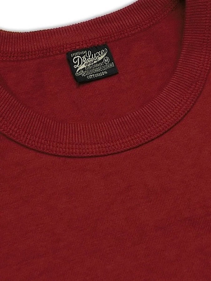 DELUXEWARE - DXT Series - 12.5oz Heavyweight Loopwheeled T-Shirt - Maroon Red - The fabric is produced in Wakayama - Sewn on vintage UNION SPECIAL 52800 machines