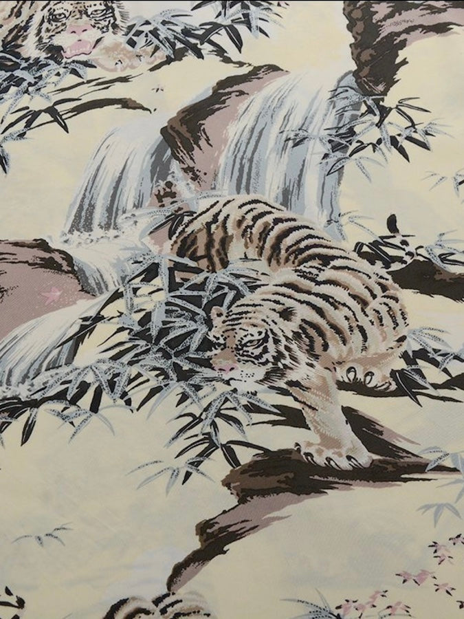 AL-14S [DOUBLE TIGER] - HAWAII SHIRT - 100% RAYON hand-printed