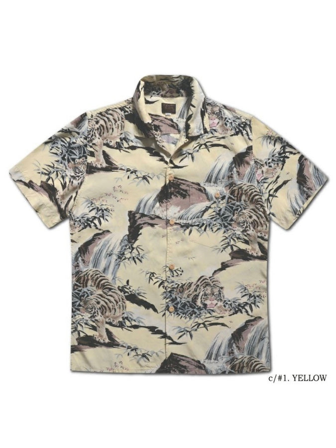 AL-14S [DOUBLE TIGER] - HAWAII SHIRT - 100% RAYON hand-printed