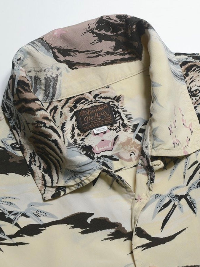 AL-14S [DOUBLE TIGER] - HAWAII SHIRT - 100% RAYON hand-printed