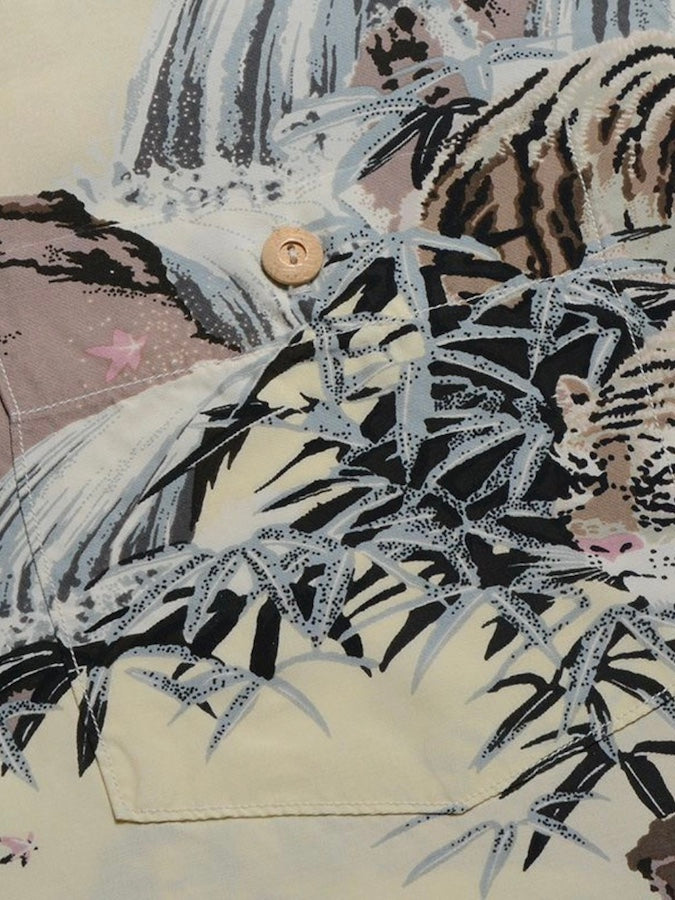AL-14S [DOUBLE TIGER] - HAWAII SHIRT - 100% RAYON hand-printed