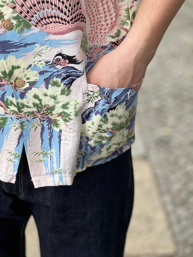 AL-17[VALLEY] - HAWAII SHIRT - 100% RAYON CREPE hand-printed