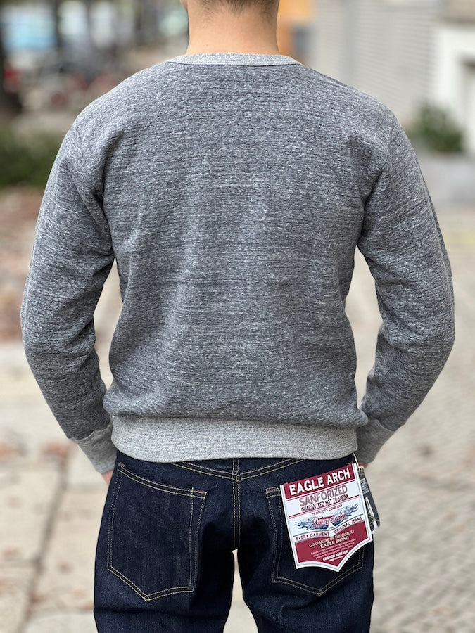DELUXEWARE - Loopwheeled Sweatshirt - S100-00 [BLACK MIX] - The fabric is produced in Wakayama and sewn on vintage UNION SPECIAL-Flat Seamer machines - PAT B