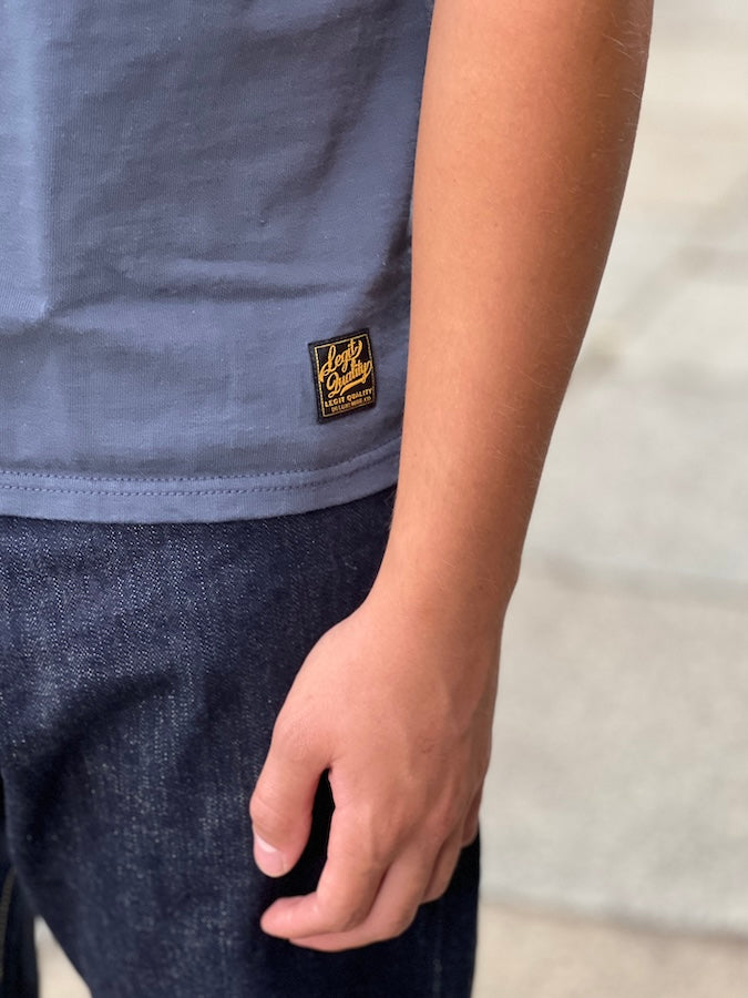 DELUXEWARE - OCTS-00 [OPEN COLLAR T-SHIRT] - 12.5oz Heavyweight Loopwheeled Polo Shirt - NAVY - The fabric is produced in Wakayama - Sewn on vintage UNION SPECIAL 52800 machines