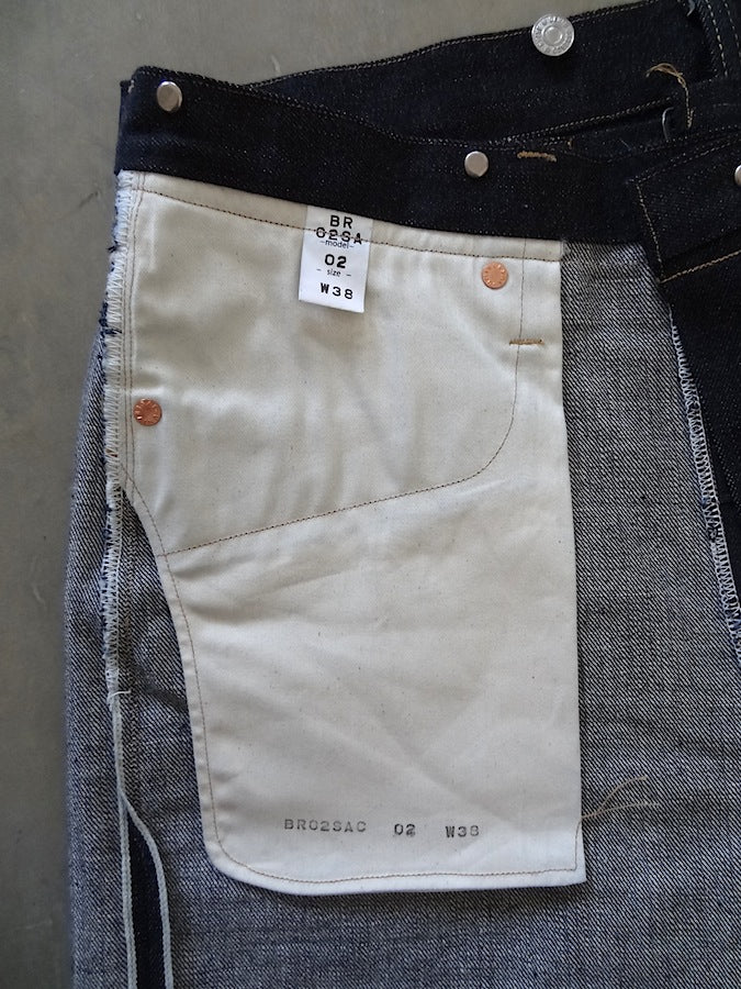 Denim Bridge - BR02 SA 02 - 14oz Selvedge Denim - S ANTIQUE - Cinch Back & Suspender Buttons - "Custom Model for DC4"