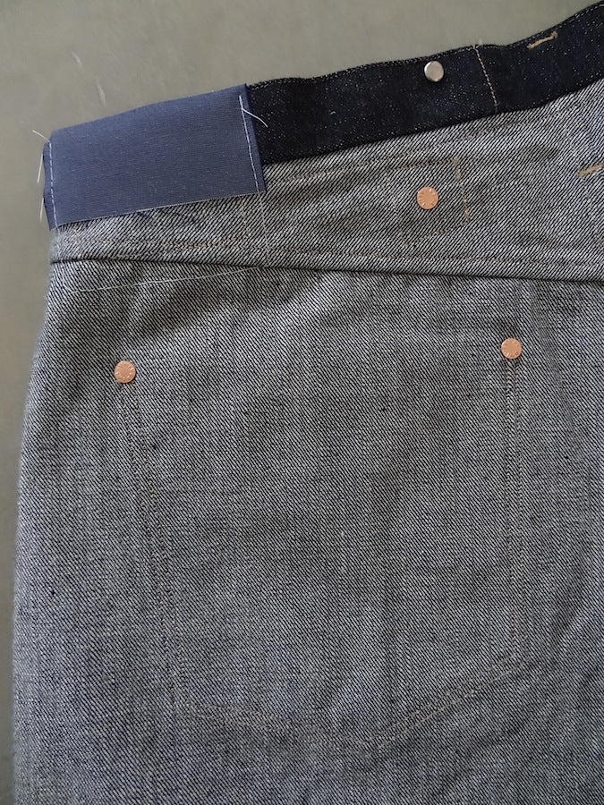Denim Bridge - BR02 SA 02 - 14oz Selvedge Denim - S ANTIQUE - Cinch Back & Suspender Buttons - "Custom Model for DC4"