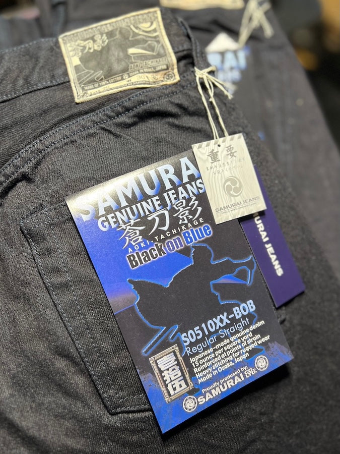 S0510XX-BOB * Limited Model * Aoki Tachikage - “Blue Blade Shadow " 15oz Black-on-Blue - Regular Straight