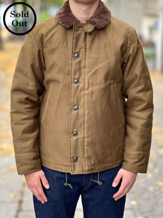 1940'S MILITARY CLOTHING  "NAVY DEPARTMENT" N-1 Deck Jacket - Dark Khaki Beige