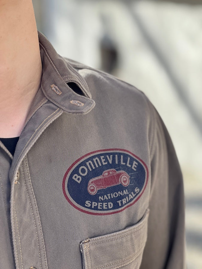 " BONNEVILLE OFFICIAL FUELING STATION " Gemsa WORK SHIRT - 1930s STYLE WORK SHIRT