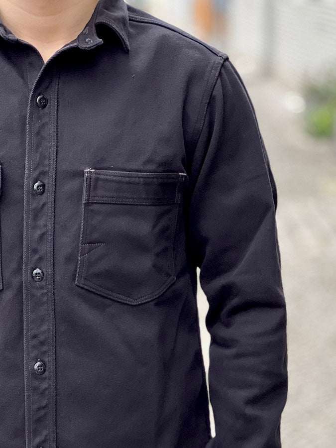 "Gemsa" WORK SHIRT - UNION SPECIAL OVERALLS - 1930s STYLE WORK SHIRT - Jet Black