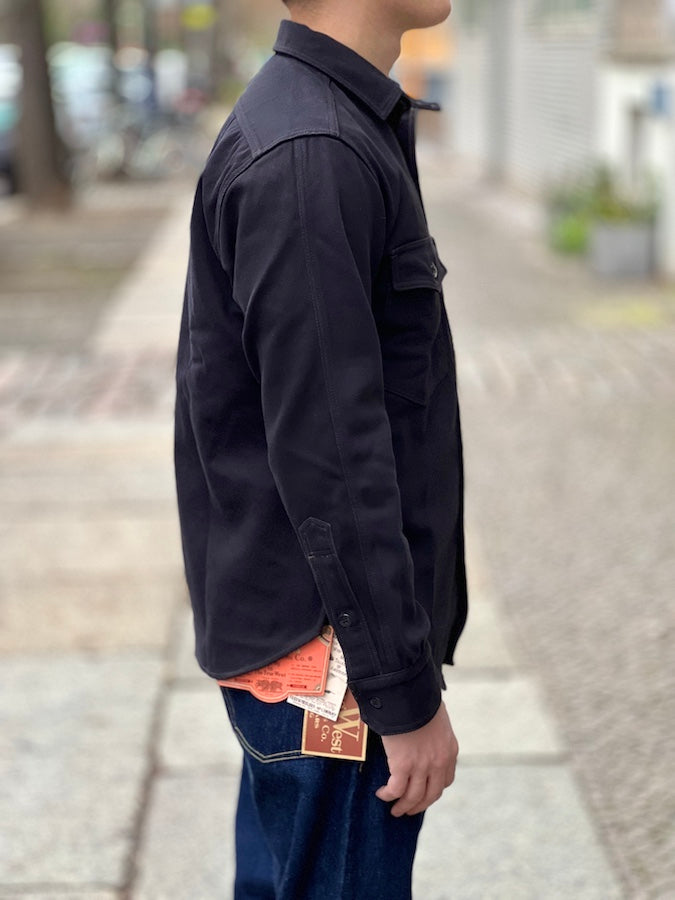 "Gemsa" WORK SHIRT - UNION SPECIAL OVERALLS - 1930s STYLE WORK SHIRT - Jet Black