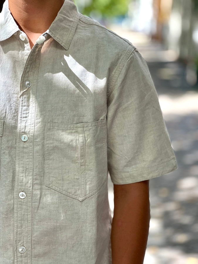 "Big Bertha" SHIRT - UNION SPECIAL OVERALLS  "Vintage Style 5.5oz Cotton/Linen Chambray" - Raw White