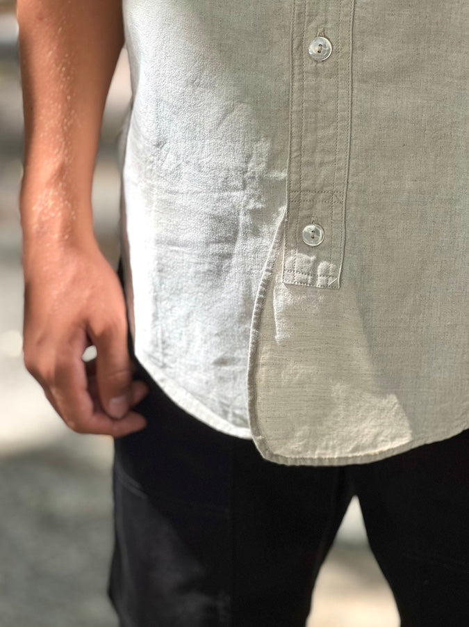 "Big Bertha" SHIRT - UNION SPECIAL OVERALLS  "Vintage Style 5.5oz Cotton/Linen Chambray" - Raw White