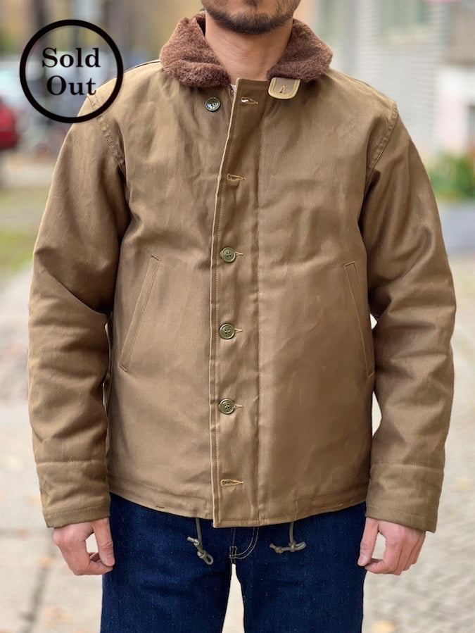 1940'S MILITARY CLOTHING  "NAVY DEPARTMENT" ZIP DECK JACKET TYPE N-1 - Khaki Beige