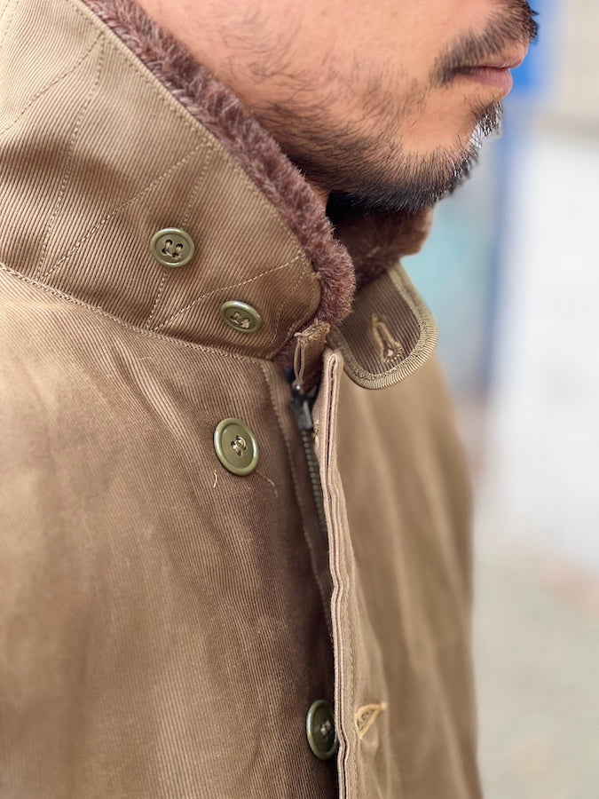 1940'S MILITARY CLOTHING  "NAVY DEPARTMENT" ZIP DECK JACKET TYPE N-1 - Khaki Beige