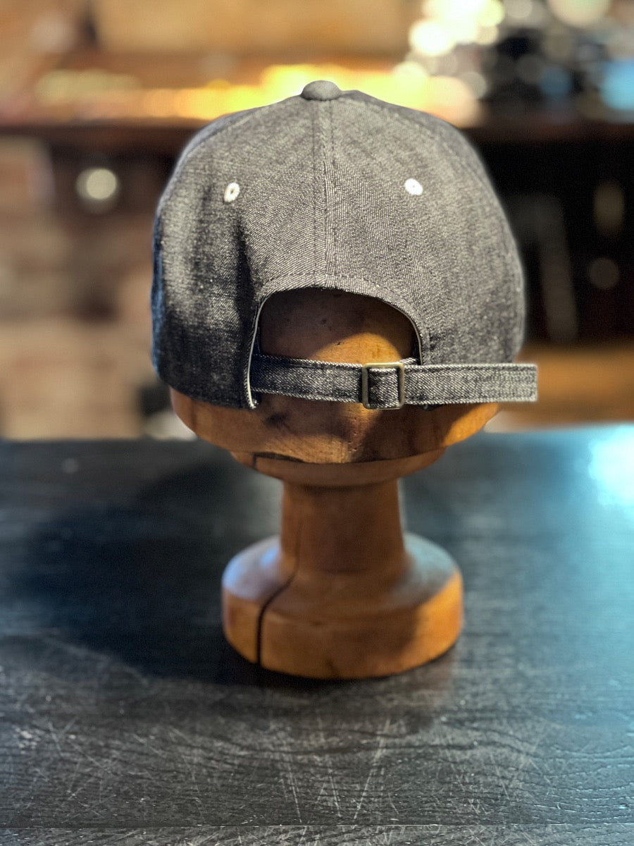 6843BK - " F " 6 Panel Black Denim 1950's Baseball Cap