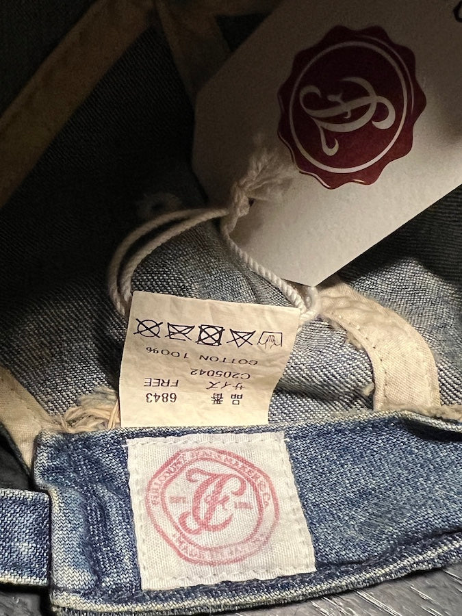 6843HW - " F " Vintage Wash - 6 Panel Denim 1950's Baseball Cap