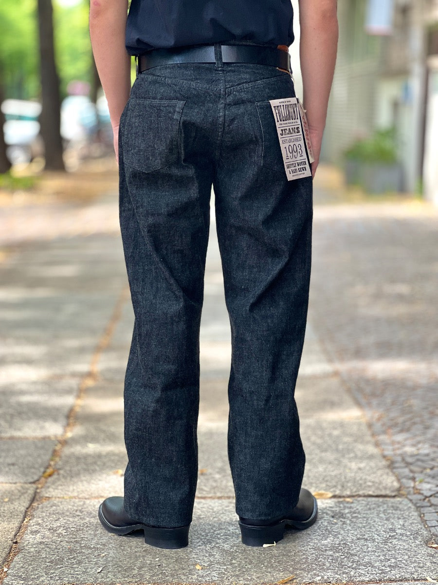 0105BK Black Wide Cut - 13.7oz Selvedge Denim - One Washed