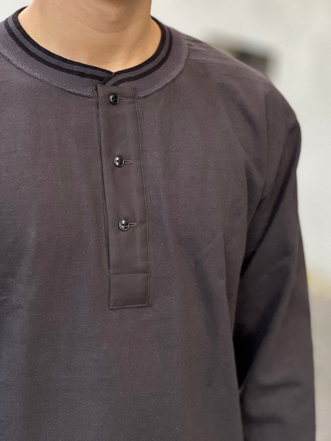 ROYAL CLASS - R-07 HENRY Long Sleeve Loopwheeled - Black