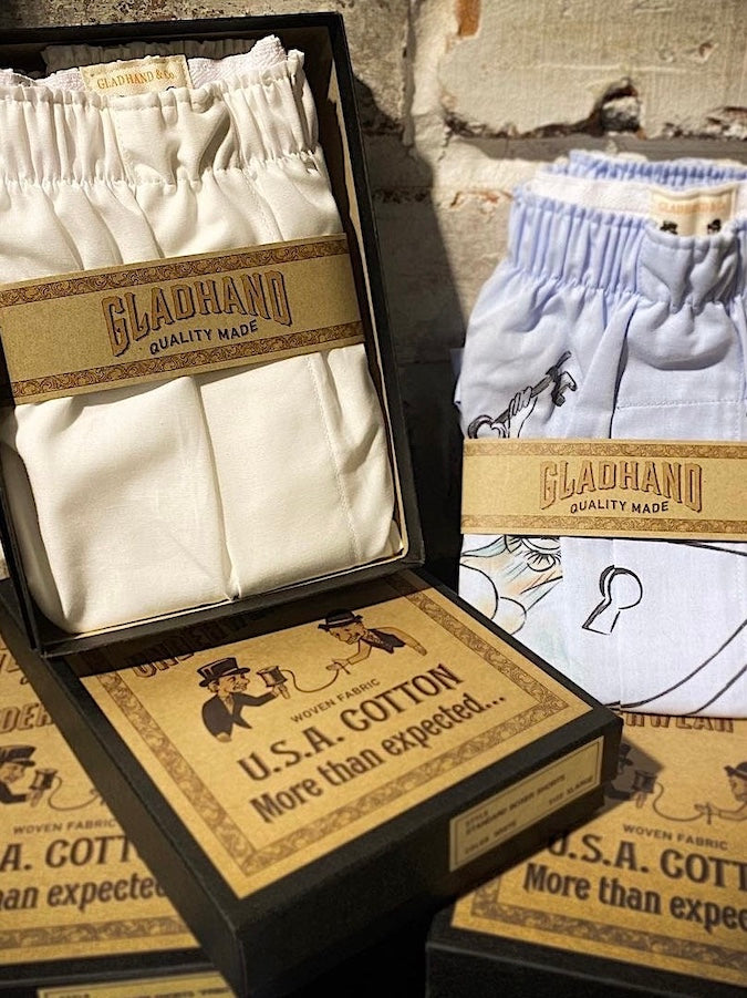 GLAD HAND & Co. - STANDARD BOXER SHORTS - 100% U.S.A. Cotton - Black
