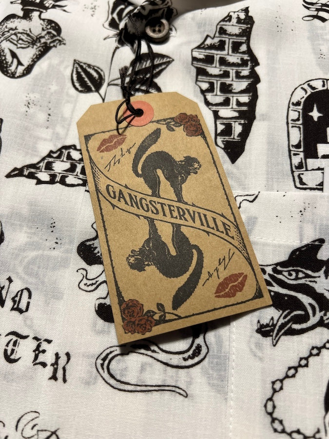 GANGSTERVILLE by Glad Hand & Co. - NO MASTER - Short Sleeve Shirt - White