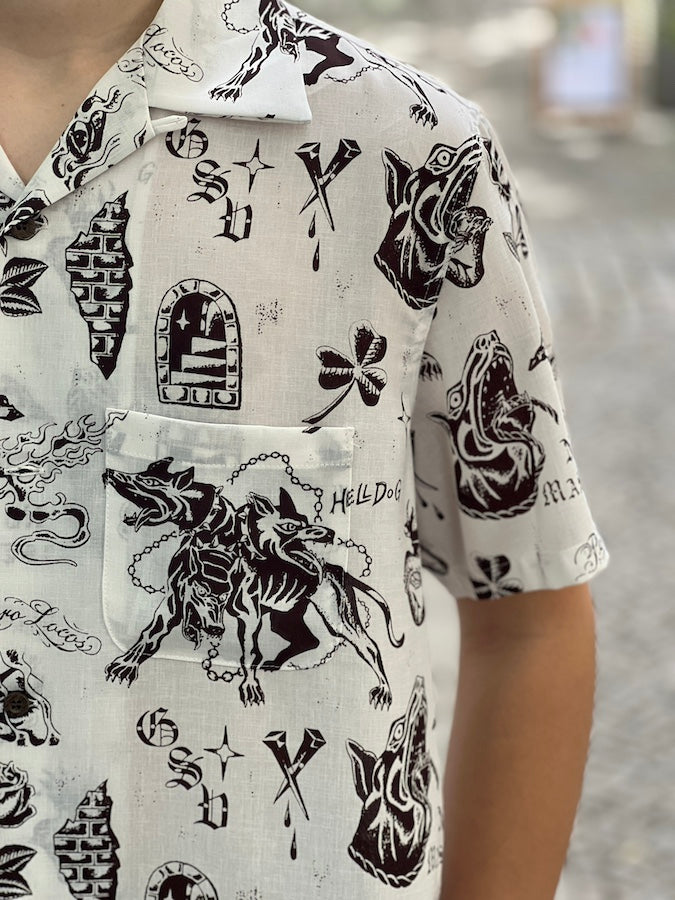 GANGSTERVILLE by Glad Hand & Co. - NO MASTER - Short Sleeve Shirt - White