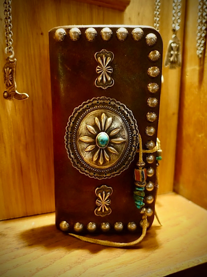 HOZHO - Concho - Leather Wallet - Turquoise