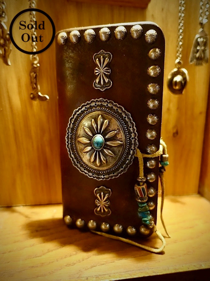 HOZHO - Concho - Leather Wallet - Turquoise