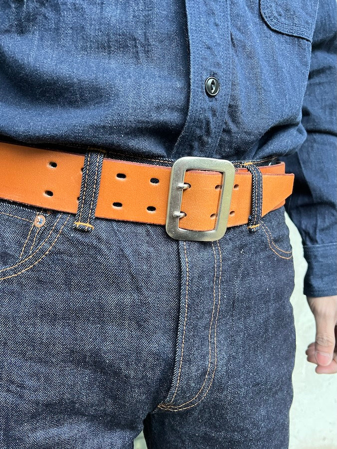 Dry Bones Belt - Dual Prong - Steer Hide Leather - Tan