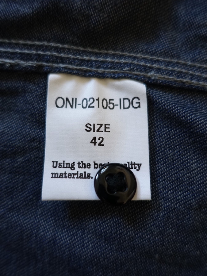ONI Denim - 02105-IDG - Work Shirt - 10oz YOKONEZU ヨコネズ Denim - Grey Weft Thread