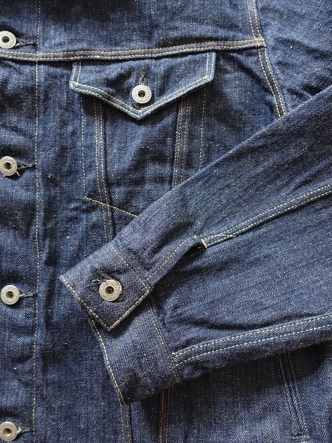 ONI Denim - 02527P - 3rd Type Jacket with side pockets - KIWAMI - NATURAL INDIGO - Rope Dyed - 16oz Selvedge Denim