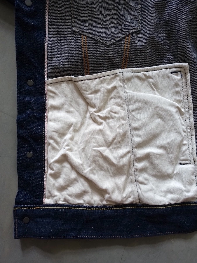 ONI Denim - 02527P - 3rd Type Jacket with side pockets - KIWAMI - NATURAL INDIGO - Rope Dyed - 16oz Selvedge Denim