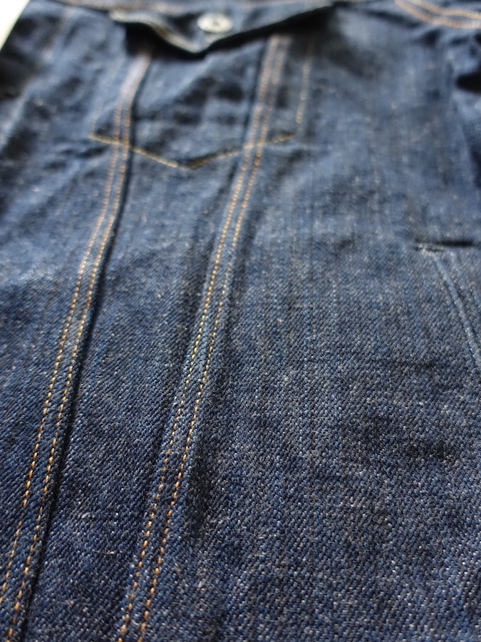 ONI Denim - 02527P - 3rd Type Jacket with side pockets - KIWAMI - NATURAL INDIGO - Rope Dyed - 16oz Selvedge Denim