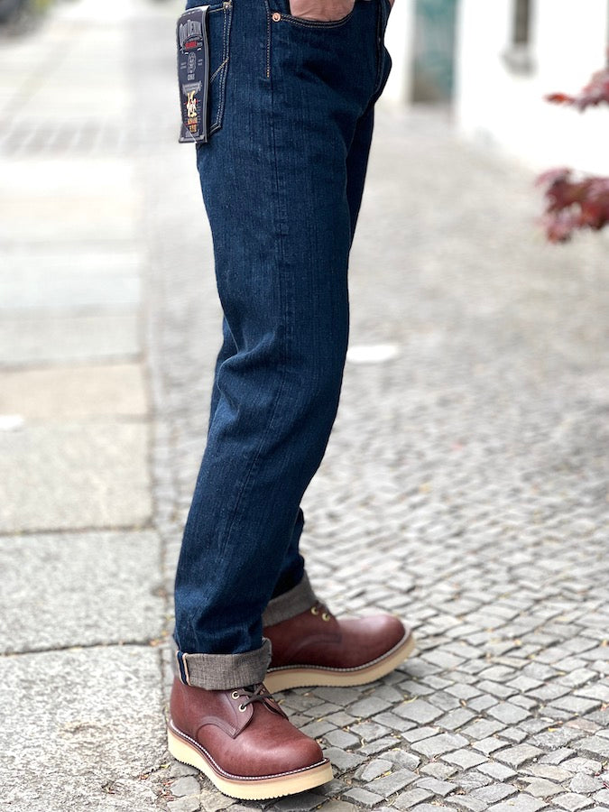 ONI Denim - 510-SHM-KIWAMI "Topping with Beige" - 16oz Natural Indigo Rope Dyed - SEMI-HANDMADE - Neat Straight